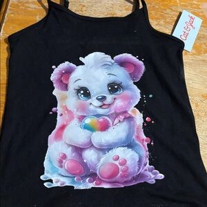 Cat & Jack Black Tank Top with Colorful Bear Design